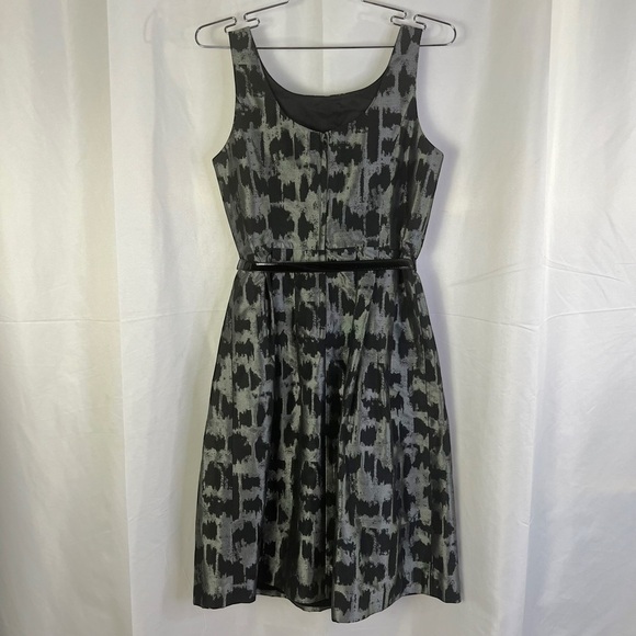 MICHAEL KORS BLACK GREY METALLIC MIDI DRESS BELTED EVENING DRESS A-LINE DRESS  2 - Picture 7 of 17